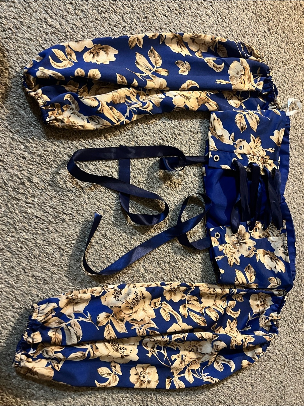 Navy Floral Off-Shoulder with Tie Waist
